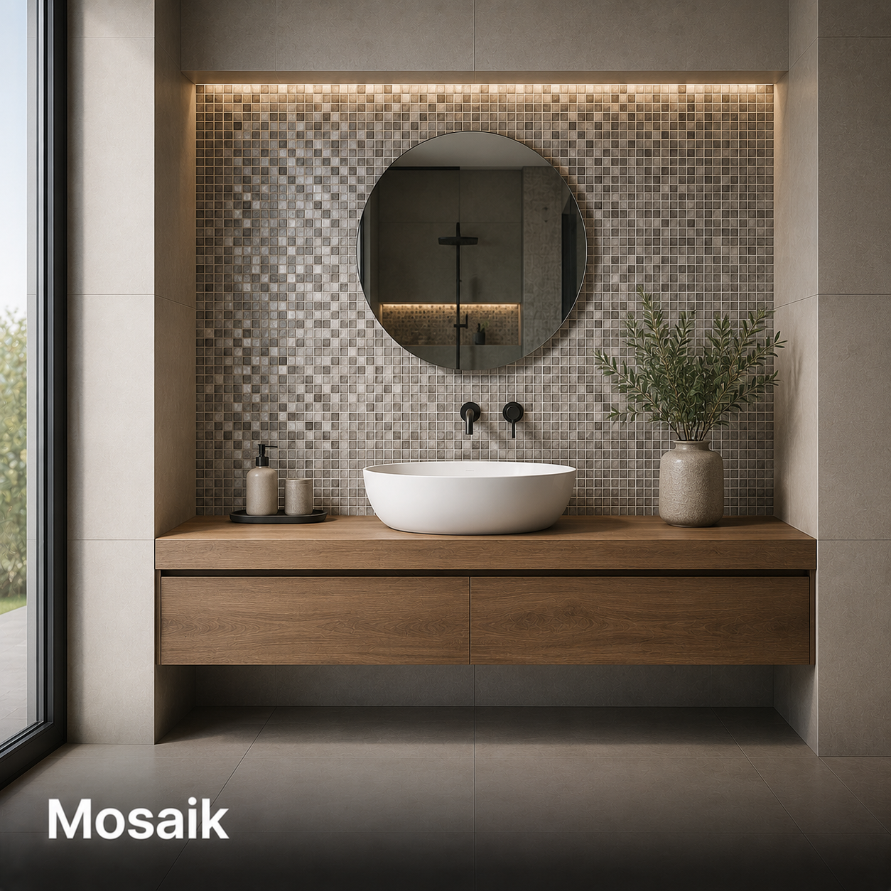 Mosaik (kleine Fliesen, meist in Matten erhältlich, bis zu 10x10cm)